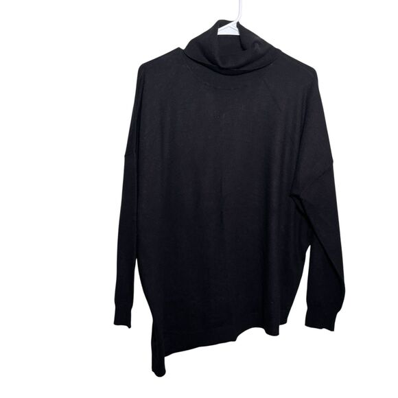 Nieman Marcus Sweater Women's Medium Black Turtleneck Pullover Knit Asymmetrical - Picture 1 of 12